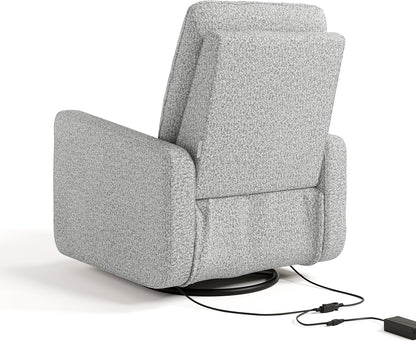 Graco Teddi Power Recliner Swivel Glider, Electronic Power Recline, Oeko-TEX 100 Certified, USB-A & USB-C Charger, Premium Cushioning & Comfort – (Ivory Basketweave)
