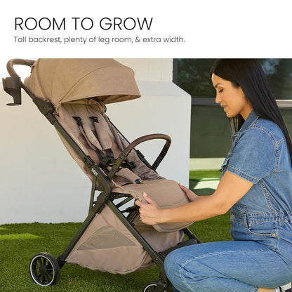 Britax Juniper Compact On-The-Go Stroller, Effortless Fastpack System with One-Hand RapidFold, Portable & Lightweight for Travel, Built-in Carry Handle, Ventilating Fabrics, Raven Black