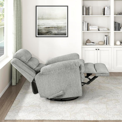 Lexicon Swivel Glider Reclining Chair, Textured Microfiber Manual Recliner, Comfy Nursery Glider Recliner, Swivel Reclining Chair for Living Room/Office/Bedroom/Apartment, Beige