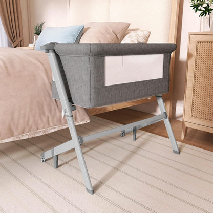Dream On Me Skylar Bassinet and Bedside Sleeper, Adjustable Heights, Breathable Mesh Sides, Plush Mattress Pad, Wheels with Safety Locks & Tool-Free Assembly, Compact Fold & Travel Bag - Pink