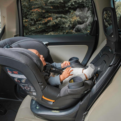 Chicco Fit360 Zip ClearTex Rotating Convertible Car Seat with Fit360 Mirror, 360 Degree Rotation for Rear-Facing and Forward-Facing Usage, Jet/Black