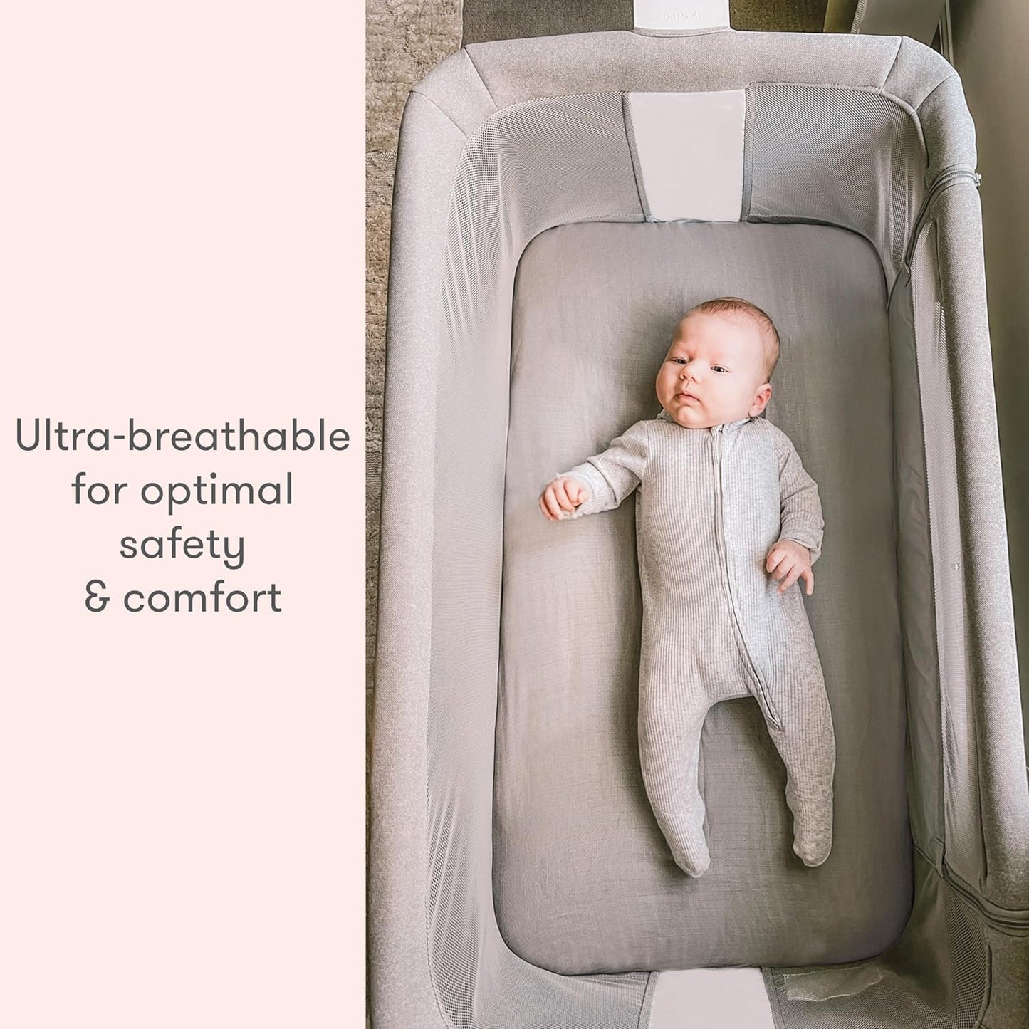 Newton Baby Fitted Sheets for Bassinet & Bedside Sleeper, Essential Bassinet (2-Pack) - Ultra-Breathable, Washable and Ultra-Soft, 100% Muslin, 19" x 35" - Grey