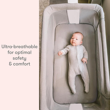 Newton Baby Fitted Sheets for Bassinet & Bedside Sleeper, Essential Bassinet (2-Pack) - Ultra-Breathable, Washable and Ultra-Soft, 100% Muslin, 19" x 35" - Grey