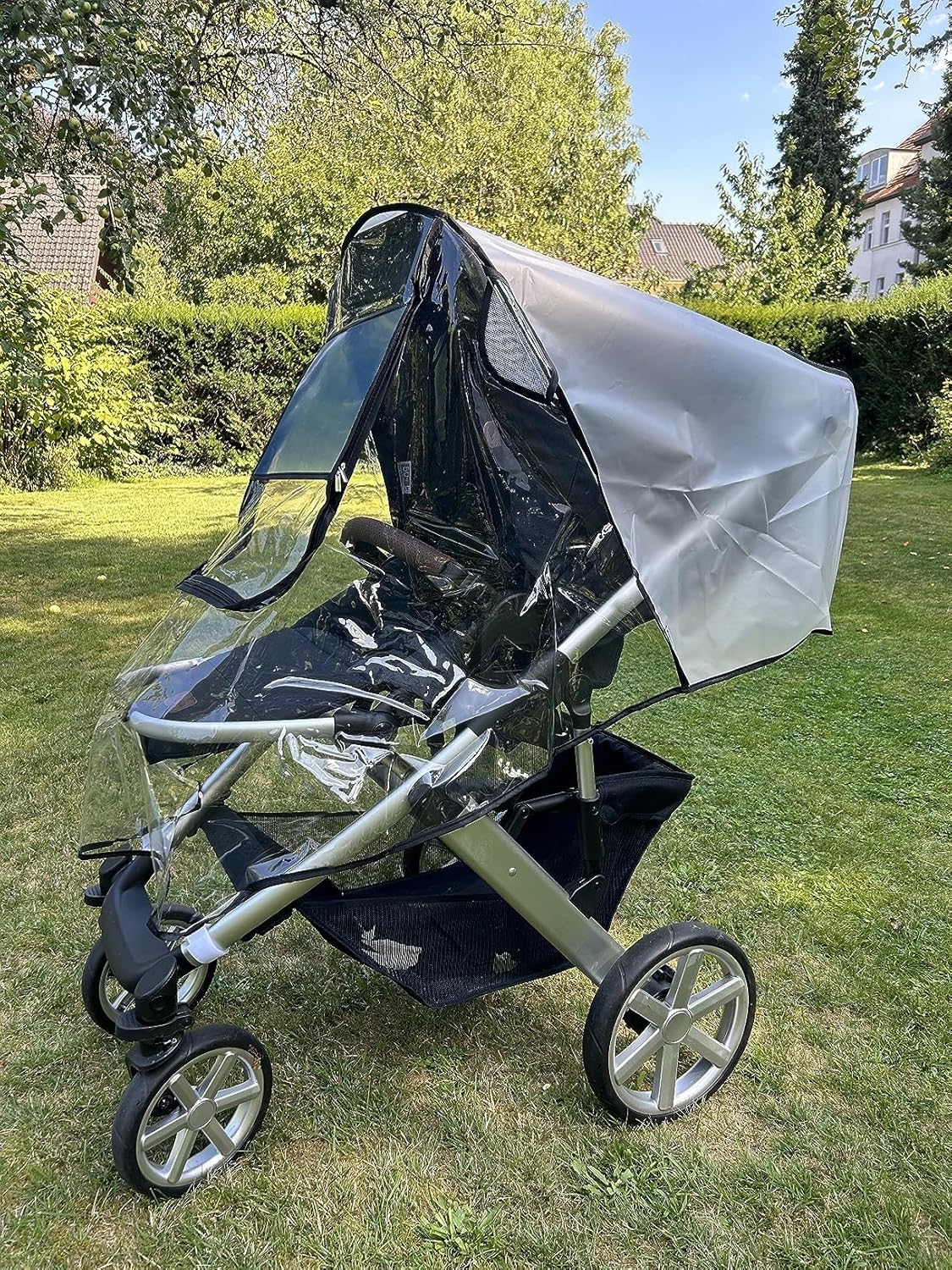 Stroller Rain Cover, Baby Stroller Rain Cover Universal Plastic Stroller Cover, Rain Cover for Stroller, Windproof and Waterproof with Waterproof Zip, Good Air Circulation, Food-Grade EVA Material