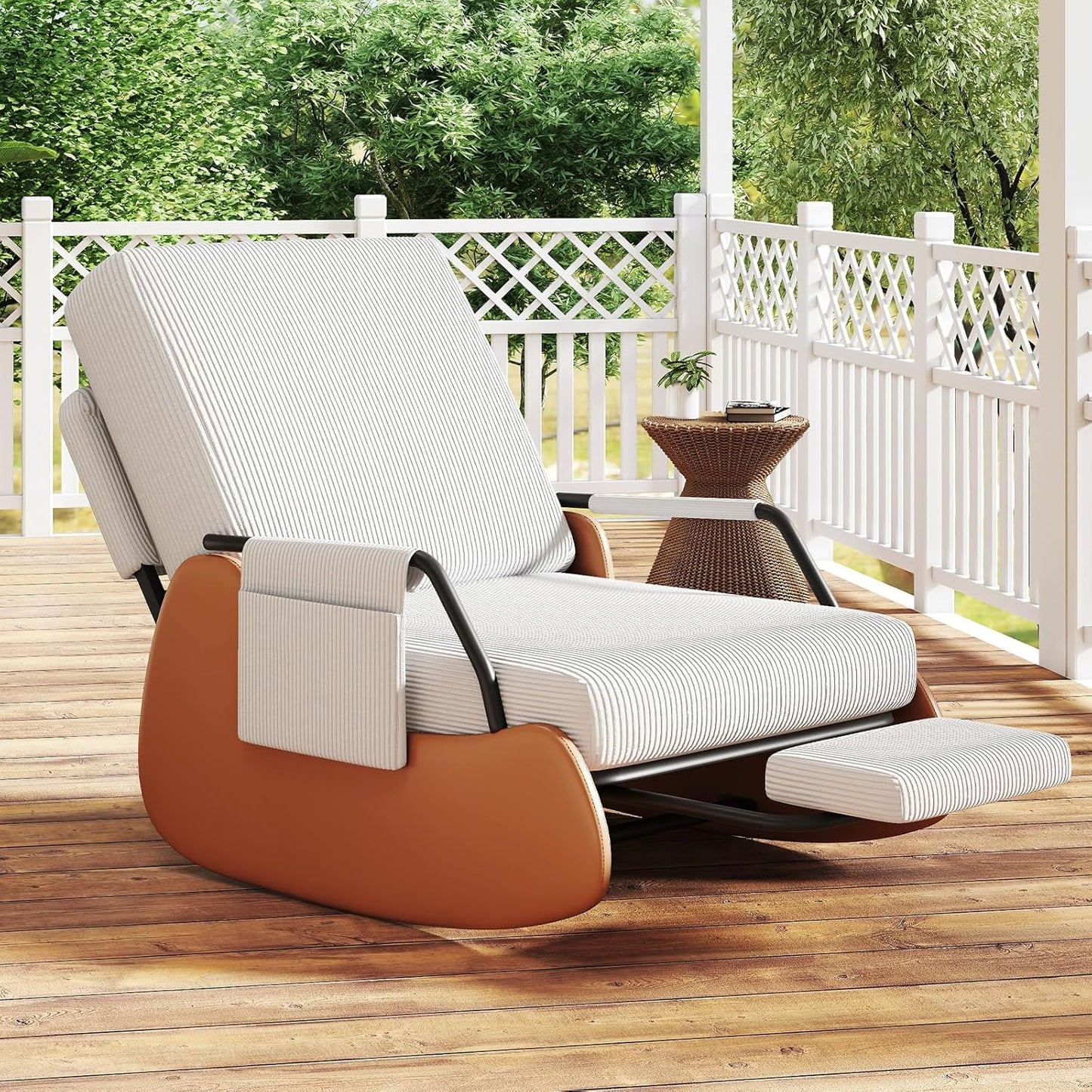Furniliving Modern Glider Rocking Chair, Upholstered Nursery Glider Chair with Adjustable Recline & Retractable Footrest, Comfortable Lounge Chair for Mom Nursery Living Room Bedroom Grey