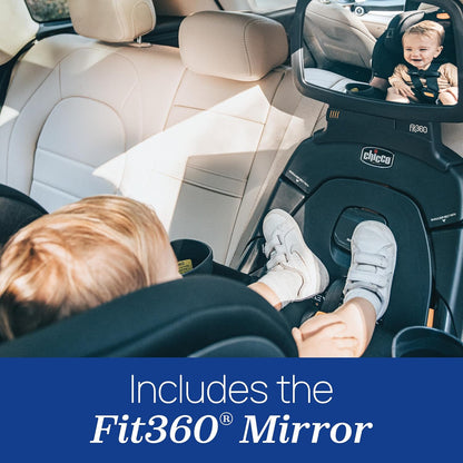 Chicco Fit360 Zip ClearTex Rotating Convertible Car Seat with Fit360 Mirror, 360 Degree Rotation for Rear-Facing and Forward-Facing Usage, Jet/Black