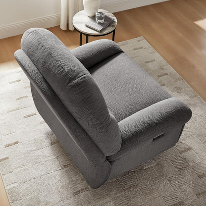 VANOMi Power Recliner Chair with USB & Type-C Charging, 270° Swivel Glider Rocker, Electric Nursery Recliner for Living Room, Bedroom, and Office, White