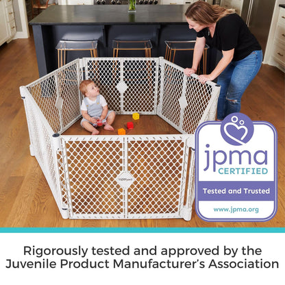 Toddleroo by North States - Superyard Baby Play Yard: Freestanding 6-Panel Baby Playpen - Indoor or Outdoor Use - Made in USA - Encloses Up to 18.5 Square Feet - 26 Inches Tall - Light Gray