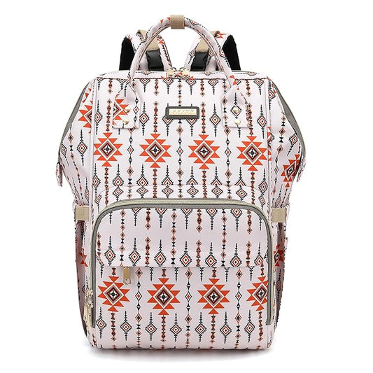 GAIVP Diaper Bag Backpack, Diaper Bags for Baby Girls Boys, Baby Bags for Moms Dads, Nappy Changing Bag with Insulated Pockets,Multi-functional Waterproof Backpack with Stroller straps-Tribal Orange