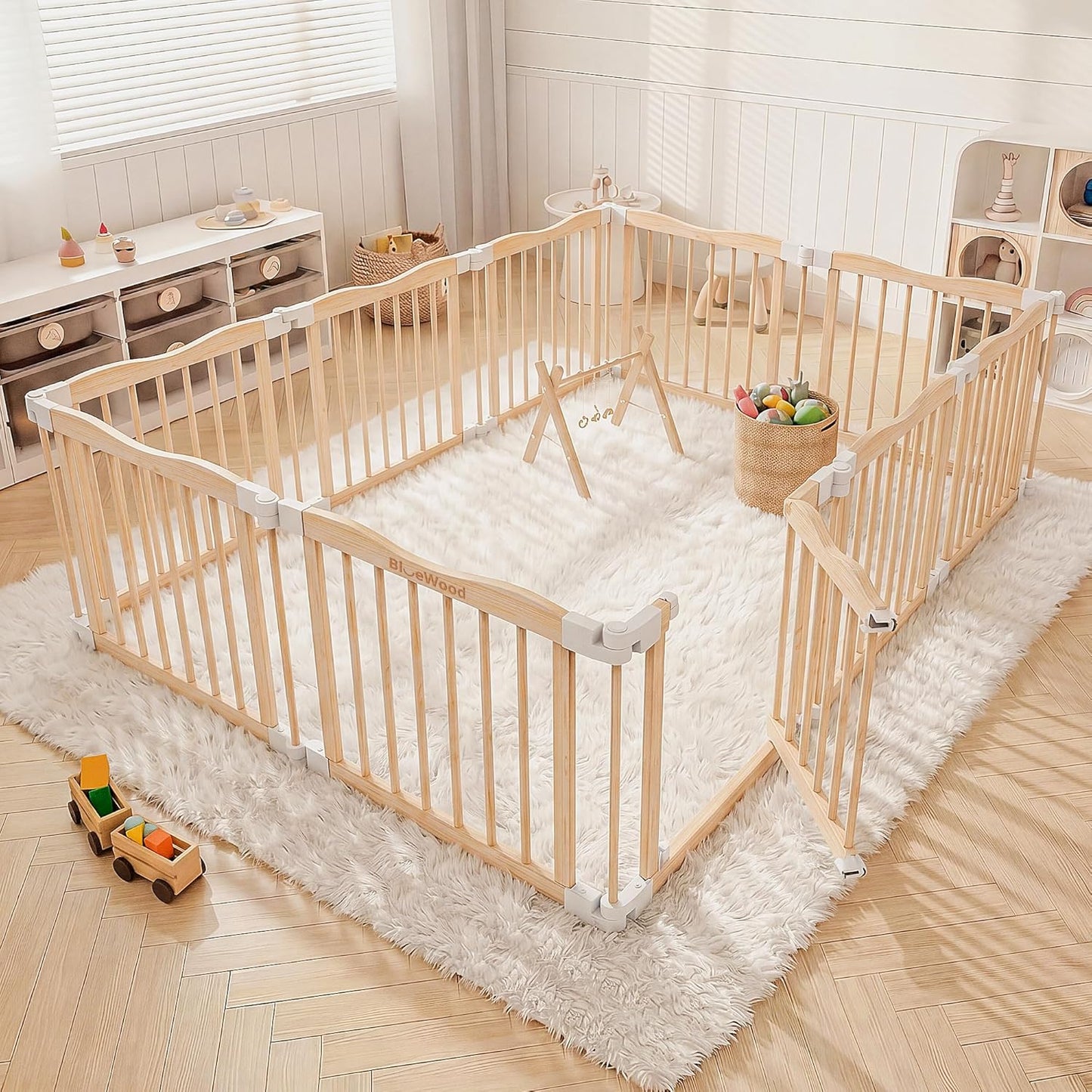 Indoor Wooden Baby Playpen, 10 Panels