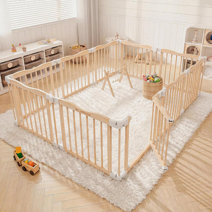 Indoor Wooden Baby Playpen, 10 Panels