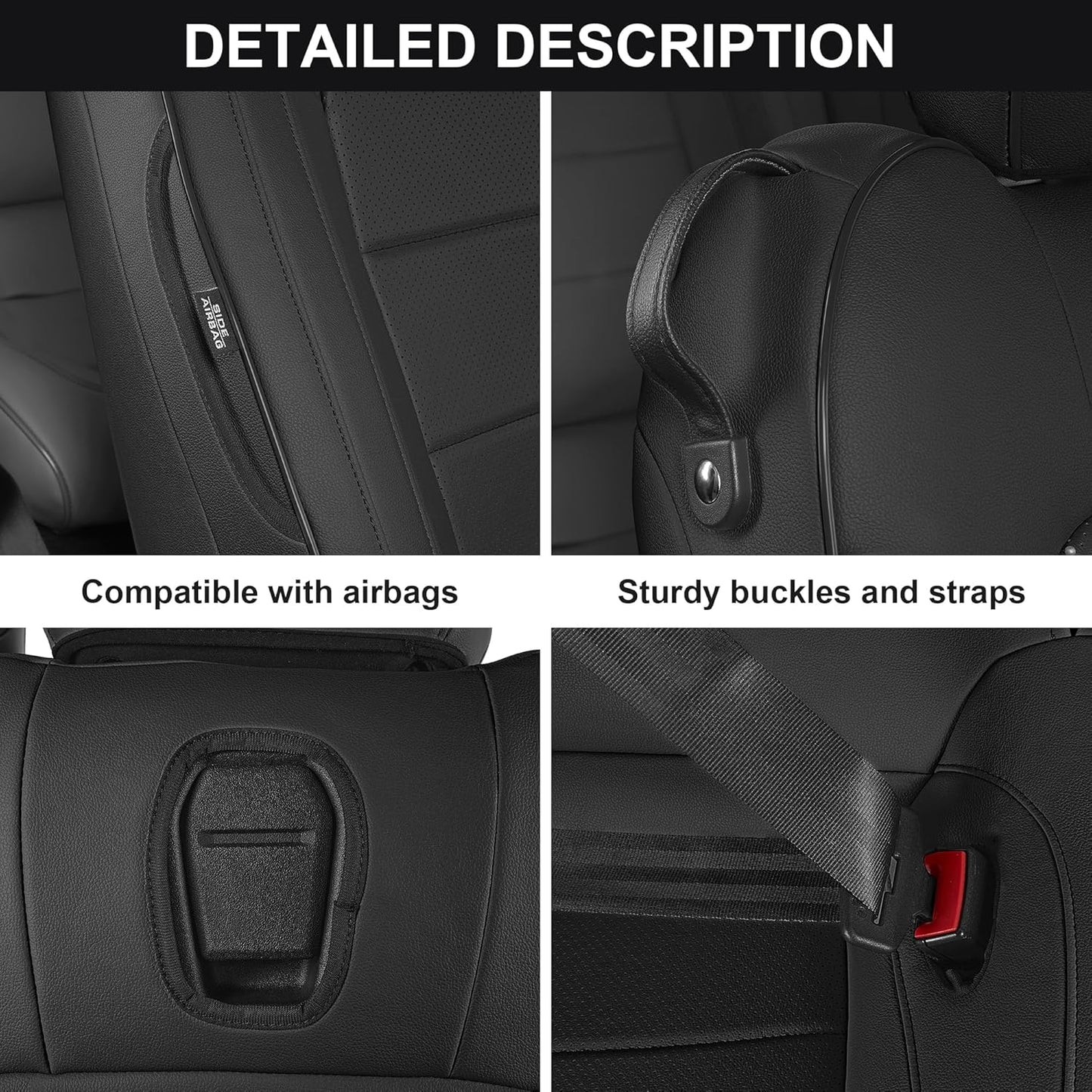 AOMSAZTO Seat Covers for Ford Mustang Coupe 2015 2016 2017 2018 2019 2020 2021 2022 2023 2024 2025 2026, Custom Fit Full Set Faux Leather (New Red)