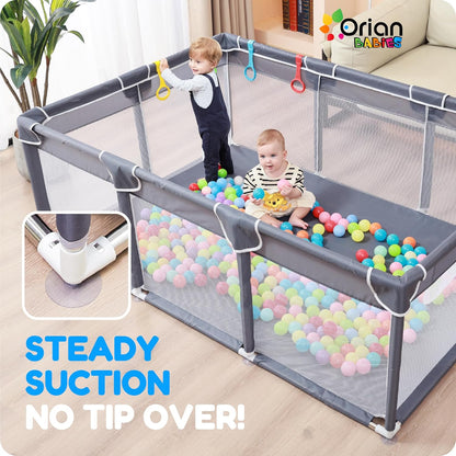 Orian Baby Playpen 50x50 Large Play Yard for Babies and Toddlers, Indoor Outdoor Playpen, Sturdy Baby Play Pen with Mesh Sides, Safe Baby Fence Play Area, Assembly Required/Not Portable, w Storage Bag