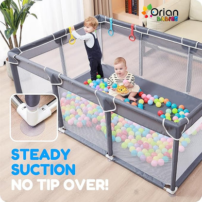 Orian Playpen 50x74 Large Play Yard for Babies and Toddlers, Indoor Outdoor Playpen, Sturdy Baby Play Pen with Mesh Sides, Safe Baby Fence Play Area, Assembly Required/Not Portable, with Storage Bag