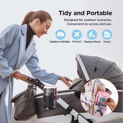 Travel Bottle Brush with Portable Bottle Drying Rack, Travel Essentials for Baby, Blue