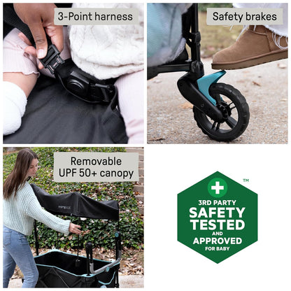 Ingenuity Ingenuity Pop 'N Ride Lightweight Stroller Wagon - Face-to-Face Seats for 2 with 3-Point Harnesses & Sun Canopy