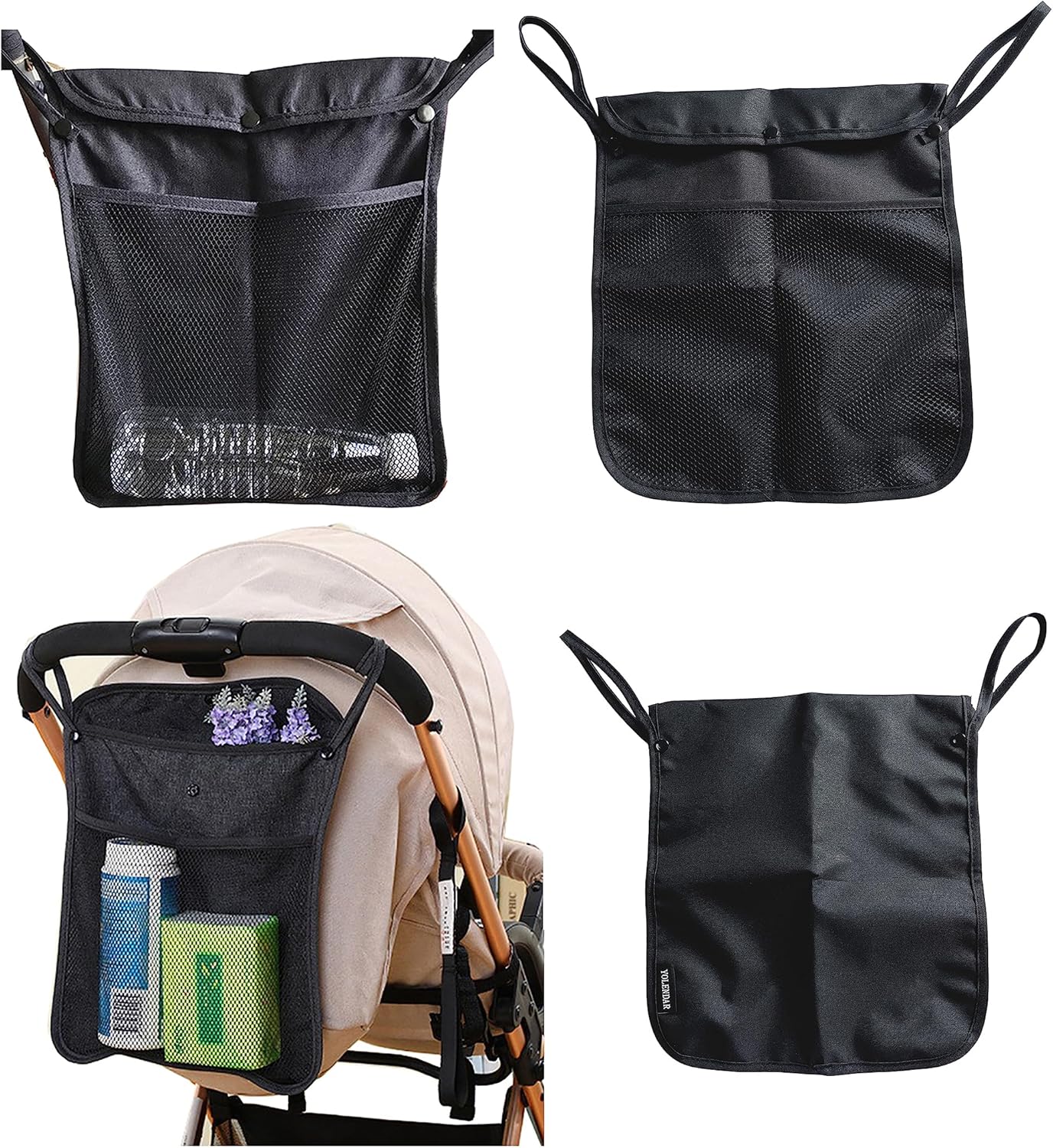 Baby Stroller Organizer,Black,Umbrella stroller organizer,Extra pockets to store snacks/wipes items,Holds water bottles, toddler sweat shirt etc (Black)