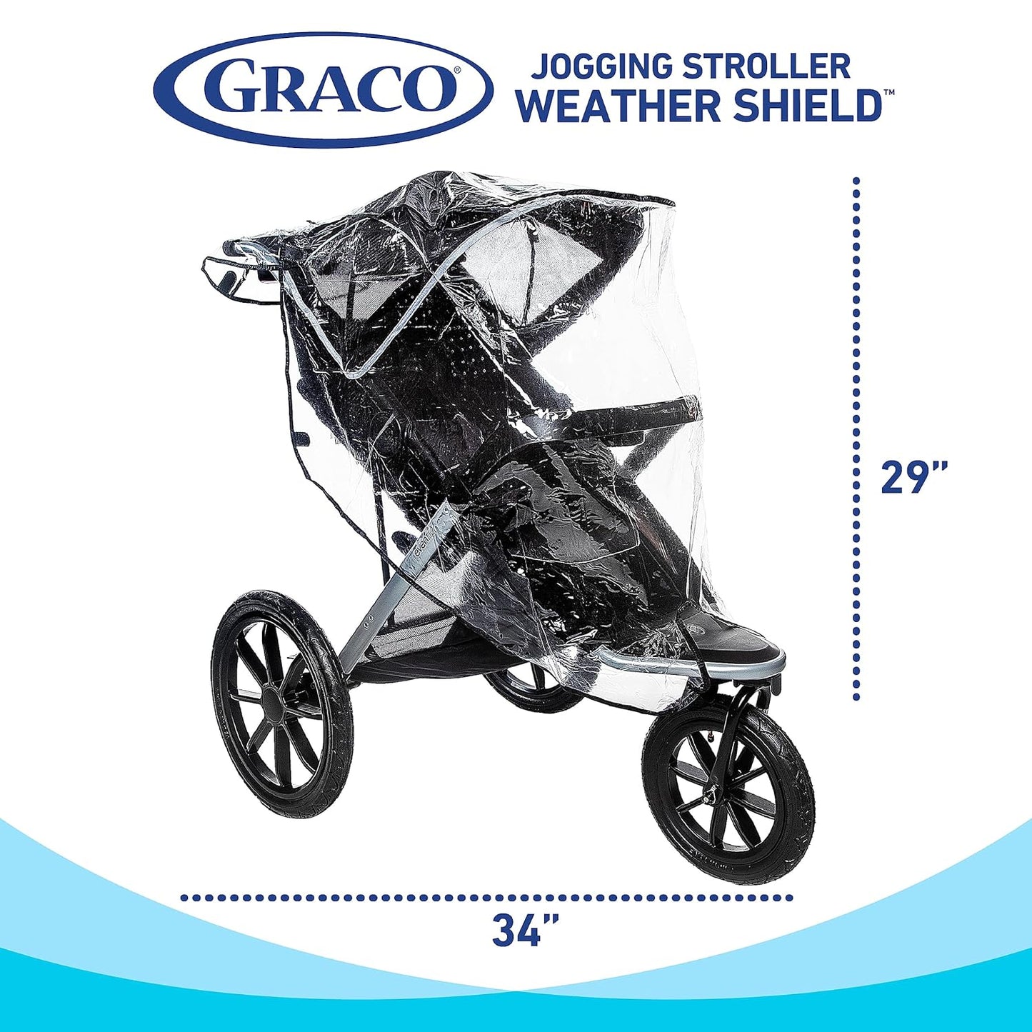 Graco Travel System Weather Shield, Baby Rain Cover, Universal Size to fit Most Travel Systems, Waterproof, Windproof, Ventilation, Sun Protection, Shade, Umbrella, Pram, Vinyl, Plastic, Clear