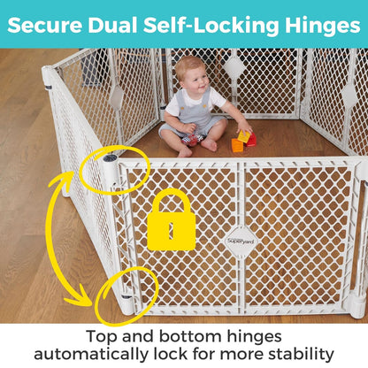 Toddleroo by North States - Superyard Baby Play Yard: Freestanding 6-Panel Baby Playpen - Indoor or Outdoor Use - Made in USA - Encloses Up to 18.5 Square Feet - 26 Inches Tall - Light Gray