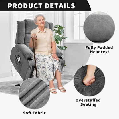 Rocking Recliner Chair for Adults Wide 360° Swivel Rocker Recliner with Cup Holder Nursery Glider with Upholstered Deep Seat Linen Lazy boy Chair for Living Room Browm