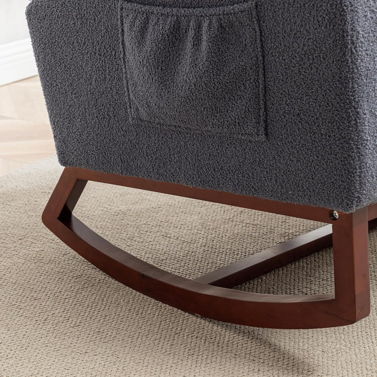 HCHAIRH Rocking Chair Nursery, Nursery Rocking Chairs with Foot Rest, Comfy Fabric Glider Rocker Nursing Chair with High Back for Nursing, Living Room, Bedroom, Beige