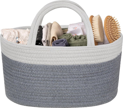 Natemia Diaper Caddy Organizer - Portable Rope Handles & 3 Compartments for Baby Items - Storage Basket for Newborn Essentials - Fits Spectra Breast Pump & Accessories - Registry Must Have (Beige)