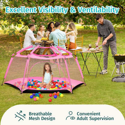 Alvantor® Baby Playpen Pop Up Play Yard 84"x84"x44”Large Mesh Kids Toddler Play Pen Indoor & Outdoor Safe Space Foldable Lightweight Mosquito Playpen Canopy for Infants Toddlers Pets, Navy