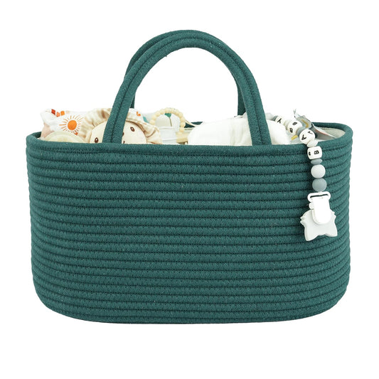 Baby Diaper Caddy Organizer for Girl Boy Rope Nursery Storage Bin Basket Portable Holder Tote Bag for Changing Table Car Travel Baby Shower Gifts Newborn Essentials Registry Must Have Items Pink
