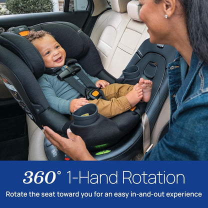 Chicco Fit360 Zip ClearTex Rotating Convertible Car Seat with Fit360 Mirror, 360 Degree Rotation for Rear-Facing and Forward-Facing Usage, Jet/Black