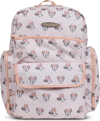 Disney Diaper Bag Backpack with Changing Pad Minnie Mouse – 16” Nylon Baby Bag for Parents, Insulated Bottle Holders, Multiple Storage Pockets