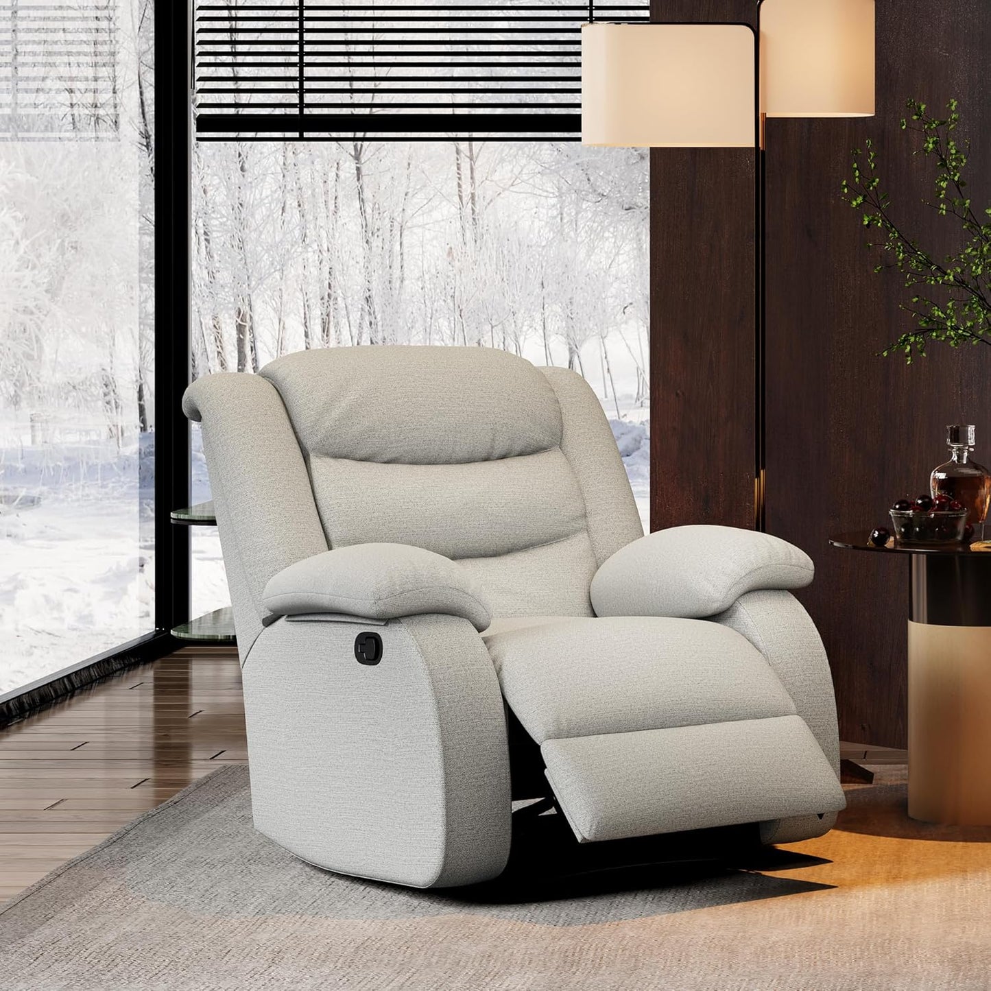 Power Swivel Rocker Recliner,Fabric Glider Recliner Nursery Chair,Small Rocking Chair,Single Reclining Sofa with Lumbar Support,USB&Type-C Ports,Living Room Home Threater Seat, Flint Grey