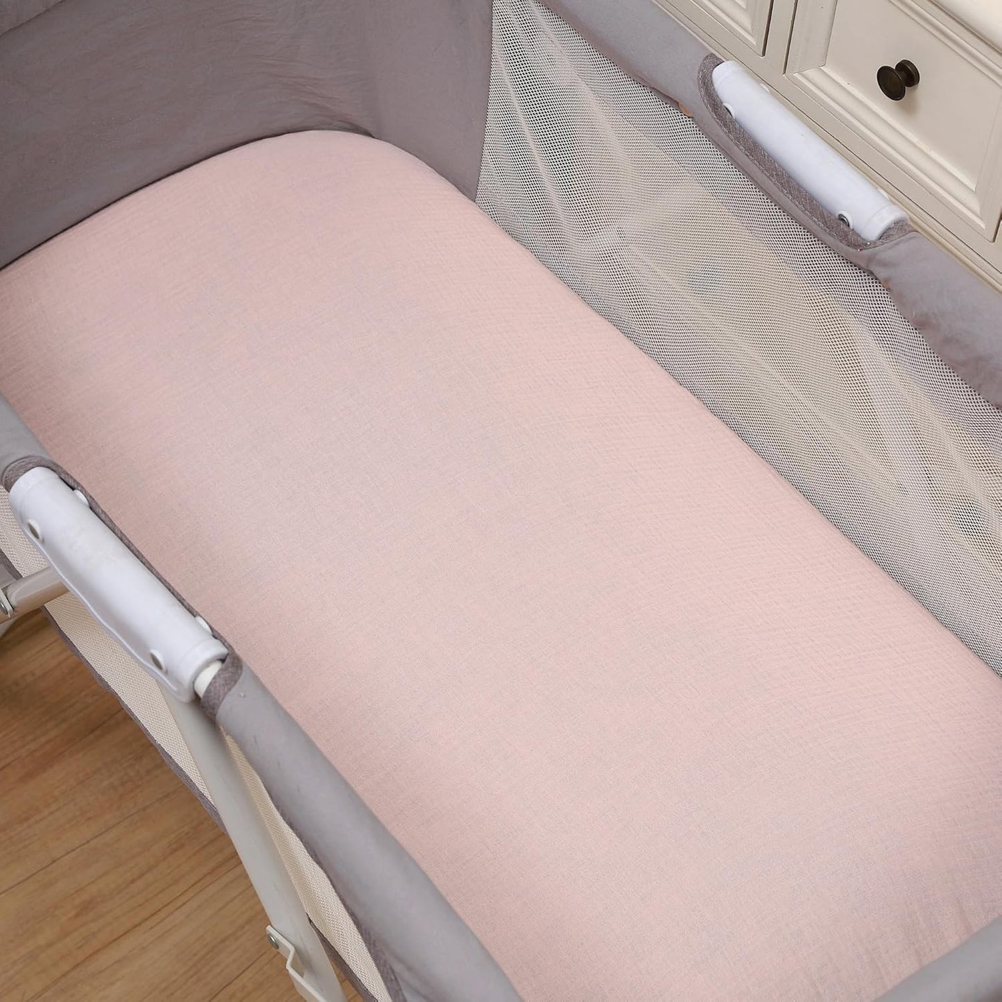 Onacosht Muslin Bassinet Sheets 3 Pack, 100% Cotton Baby Fitted Sheet 33" x 19" Compatible with Mika Micky, KoolaBaby (3 in 1), BabyBond, HARPPA and RICUTON Bedside Bassinet, Green, Floral and Cactus