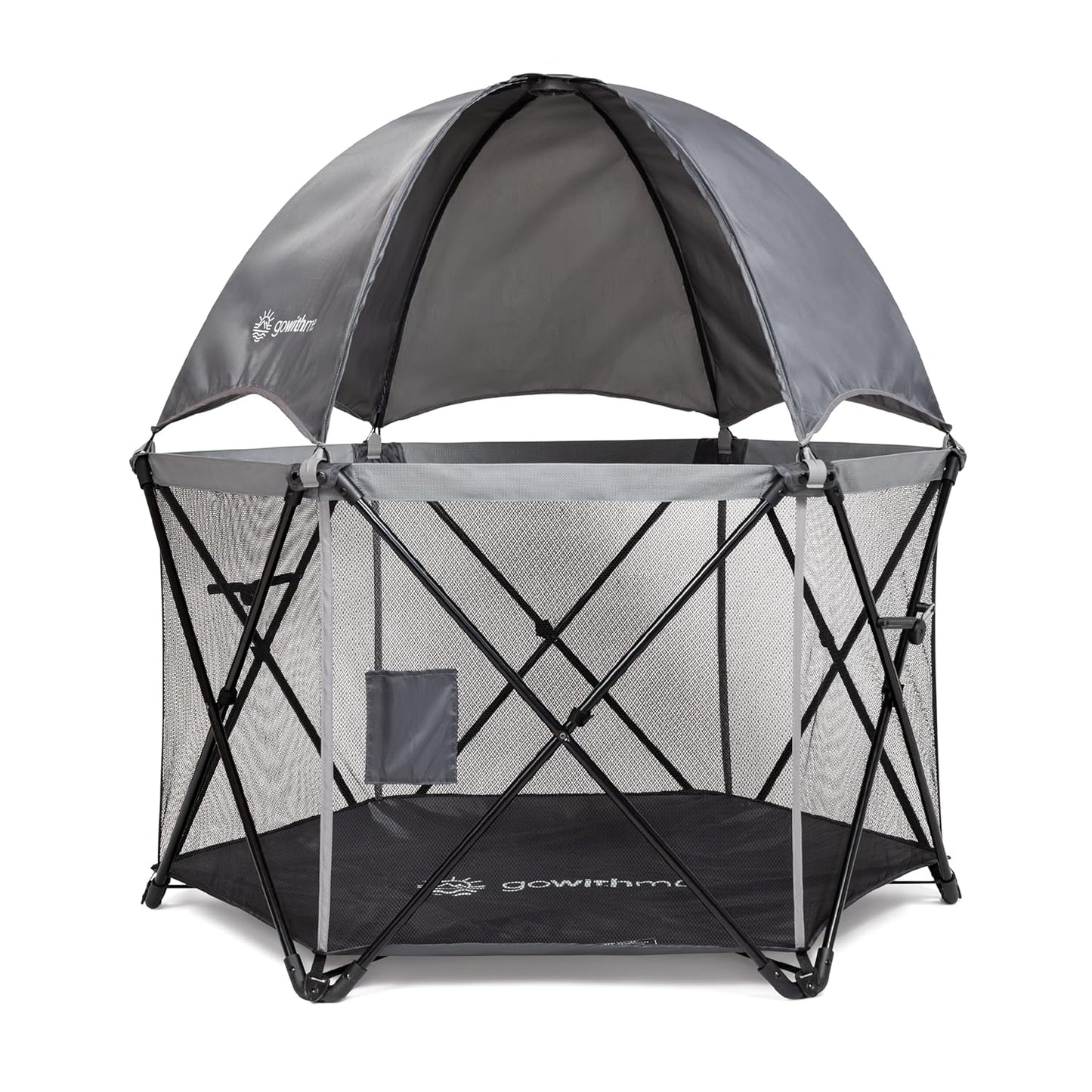 Baby Delight Go With Me Eclipse Mesh Portable Playard | Playpen | Sun Canopy | Indoor and Outdoor | Watercolor Stripe Base