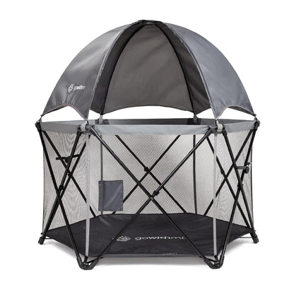 Baby Delight Go With Me Eclipse Mesh Portable Playard | Playpen | Sun Canopy | Indoor and Outdoor | Watercolor Stripe Base