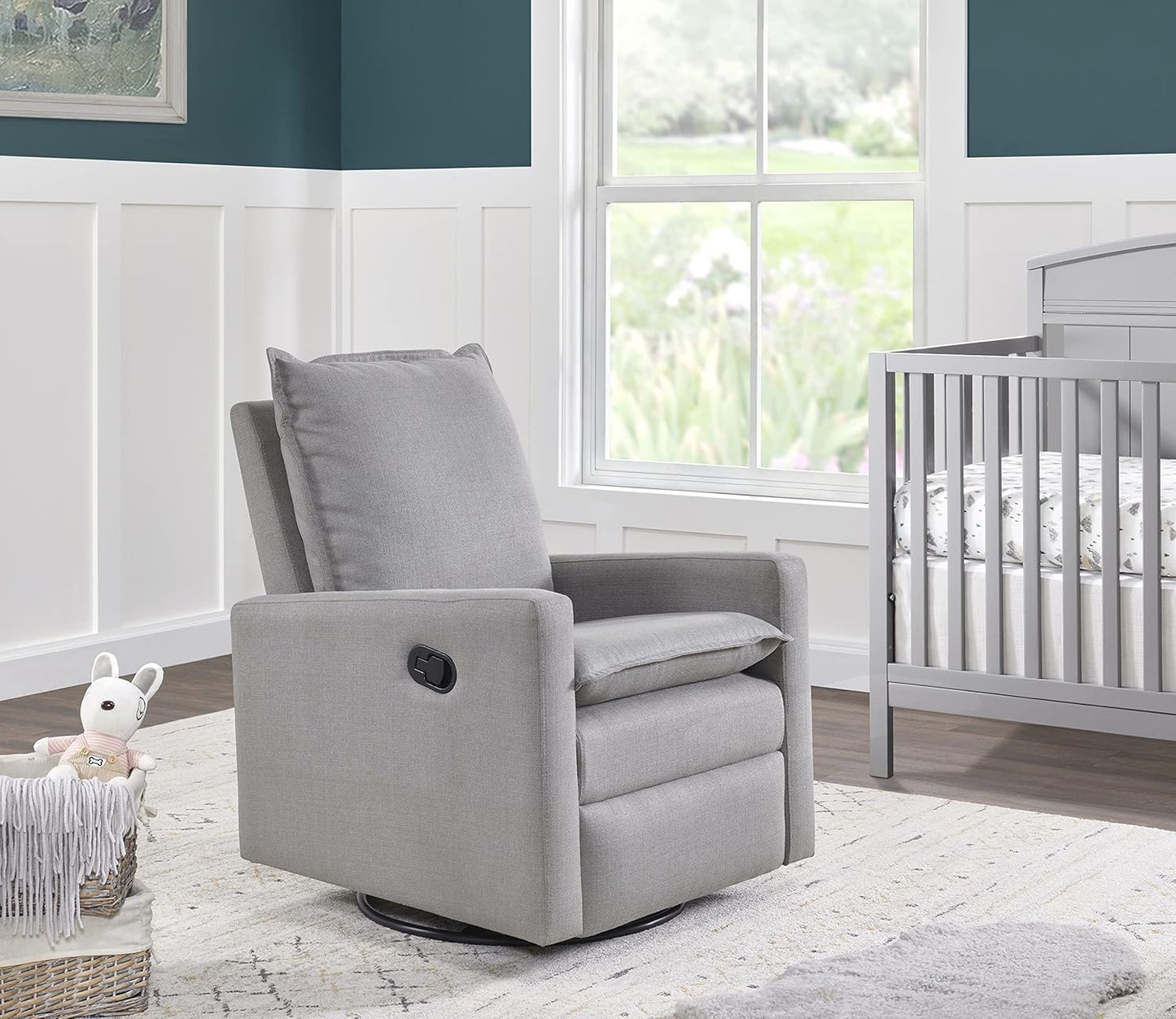Oxford Baby Uptown Upholstered Glider Recliner Rocking Chair 360° Swivel for Nursery and Living Room - Boucle White