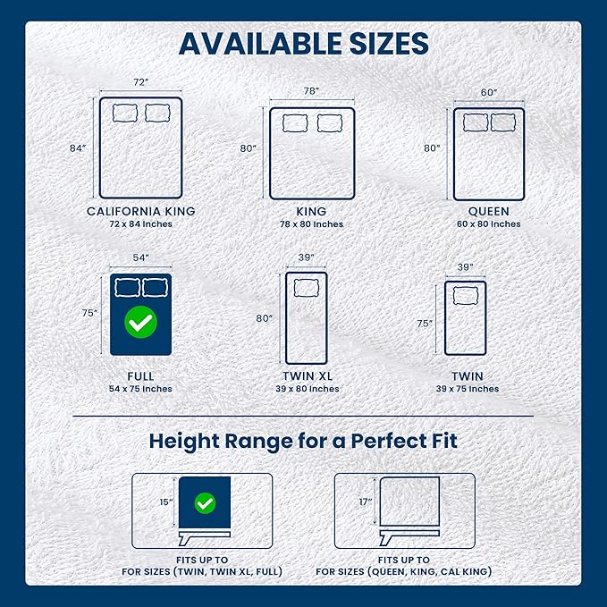 Full Size Mattress Protector Waterproof 2 Pack, Premium 200 GSM Terry Mattress Cover, Soft & Breathable Bed Cover, Fitted Sheet Style Stretchable Deep Pockets 15" by Utopia Bedding (White)