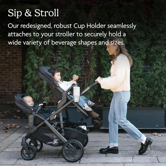 UPPAbaby Cup Holder for Vista, Cruz, Minu Strollers - Quick, Intuitive Attachment + Removal - Securely Holds Various Size Beverages - BPA Free + Dishwasher Safe - Folds Attached