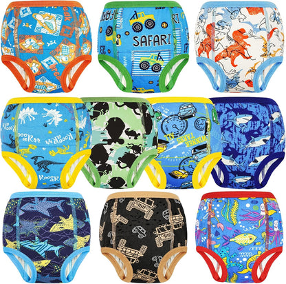 MooMoo Baby Potty Training Underwear 10 Packs Absorbent Toddler Training Pants for Boys and Girls Cotton Pee Pants 2T-9T