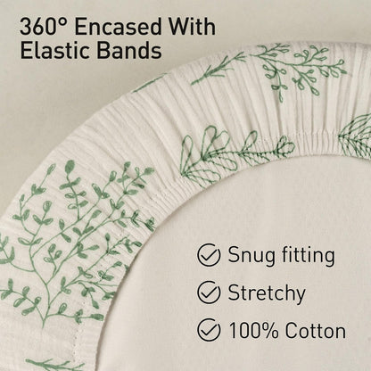 Muslin Bassinet Fitted Sheets 2 Pack, Soft Breathable Cotton Baby Bassinet Mattress Sheet Set, 360° Elastic Snug Fit, Universal for Oval, Rectangle & Hourglass Cradle, Unisex Baby Bedding (Cute Cars)