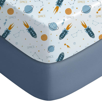 Yoofoss Pack and Play Sheets Fitted, Mini Crib Sheets 2-Pack for Pack N Play Mattress, Stretchy Playard Sheet, Soft and Breathable Green+Giraff