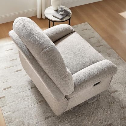 VANOMi Power Recliner Chair with USB & Type-C Charging, 270° Swivel Glider Rocker, Electric Nursery Recliner for Living Room, Bedroom, and Office, White