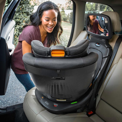 Chicco Fit360 Zip ClearTex Rotating Convertible Car Seat with Fit360 Mirror, 360 Degree Rotation for Rear-Facing and Forward-Facing Usage, Jet/Black