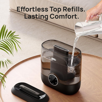 DREO Humidifiers for Bedroom, 6L Easy to Fill & Clean, 60H Runtime for Large room, 28 dB Quiet Cool Mist Air Humidifier for Plant, Baby Nursery, Home, Indoor, Night Light, Precise Humidity Control
