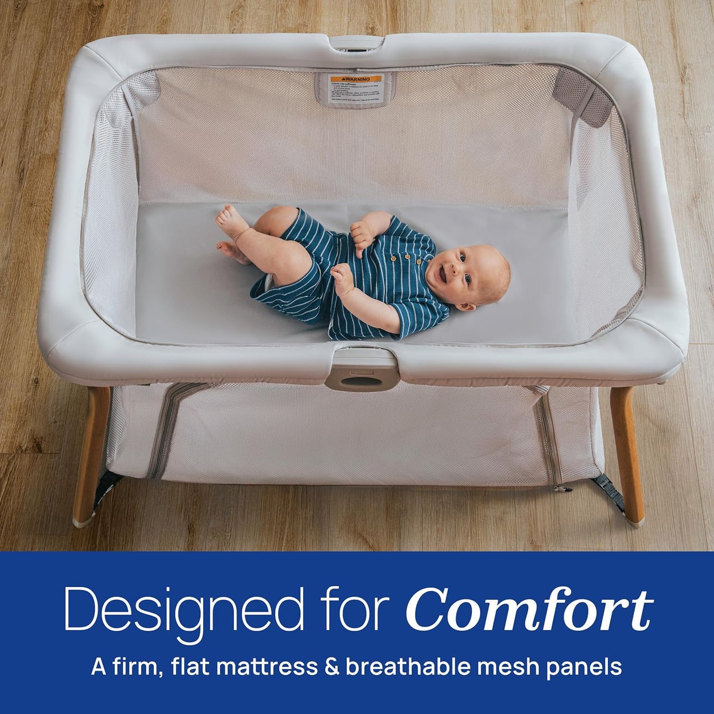 Chicco Alfa Lite Nest Lightweight Travel Playard with Zip-On Bassinet, Portable Baby Crib & Play Yard, Easy Setup, Waterproof Mattress, Includes Carry Bag, Serene/Beige