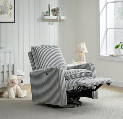 Oxford Baby Uptown Upholstered Glider Recliner Rocking Chair 360° Swivel for Nursery and Living Room - Boucle White