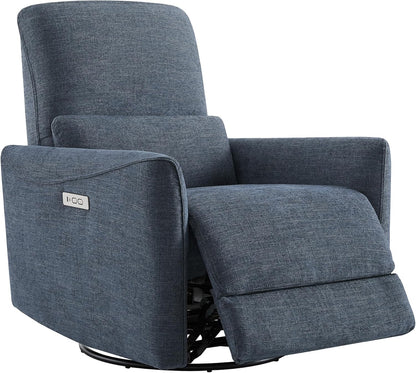 CHITA Power Recliner Chair Swivel Glider, FSC Certified Upholstered Living Room Nursery Reclining Sofa Chair with Lumbar Support, Linen