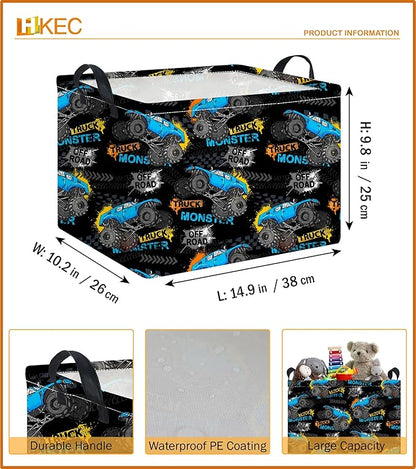 Rectangle Storage Basket with Handles, Collapsible Storage Bin, Books Box, Gift Basket(Truck)