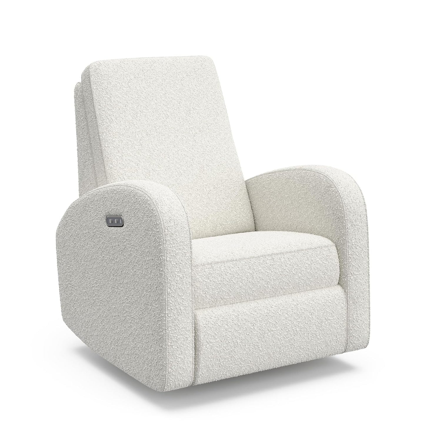 Storkcraft Santa Monica Power Recliner Swivel Glider (Dune Basketweave) – Effortless Electronic Power Recline, USB-A & USB-C Charger