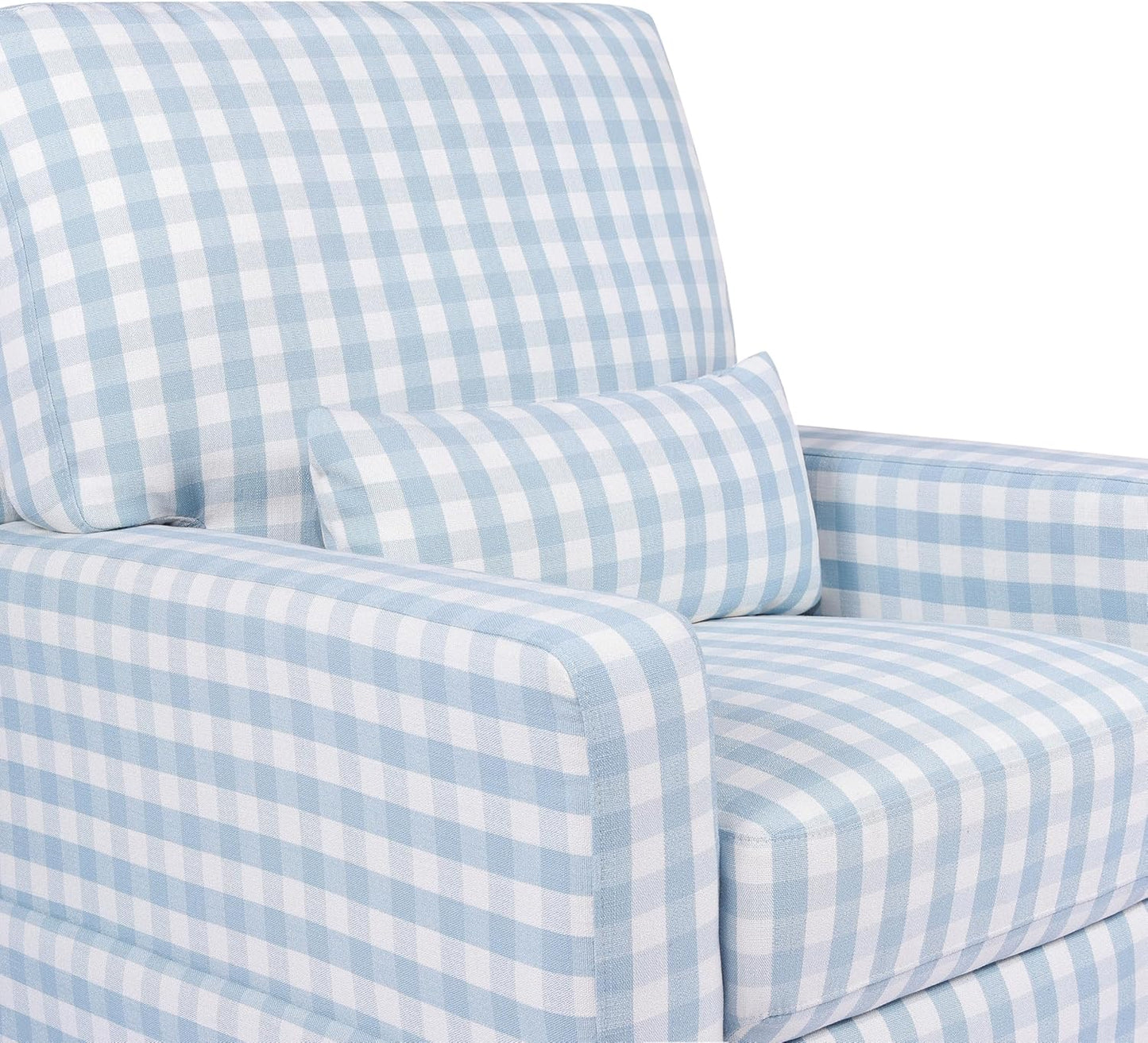 Namesake Crawford Pillowback Comfort Swivel Glider in Tan Gingham, Water Repellent & Stain Resistant, Greenguard Gold & CertiPUR-US Certified