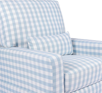 Namesake Crawford Pillowback Comfort Swivel Glider in Tan Gingham, Water Repellent & Stain Resistant, Greenguard Gold & CertiPUR-US Certified